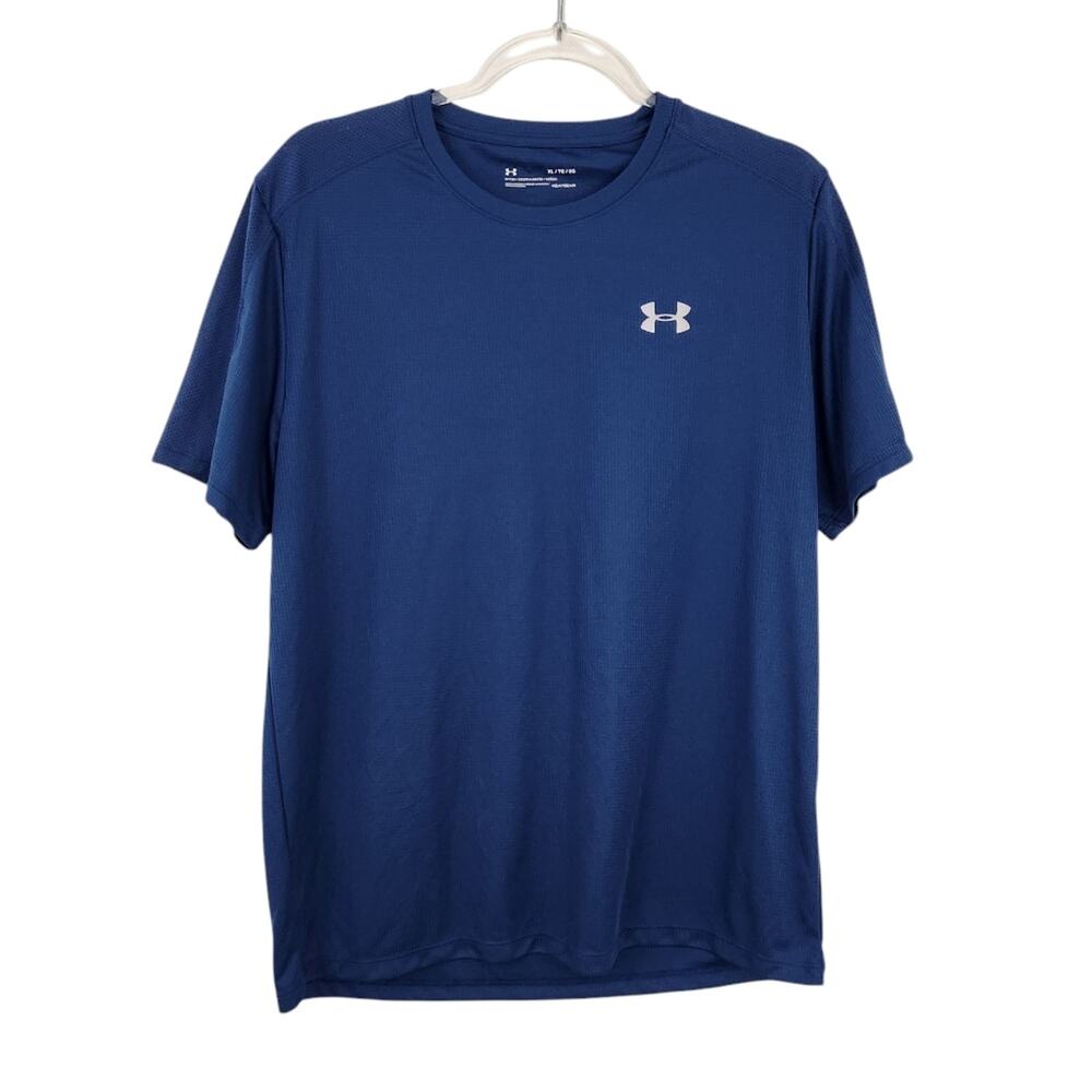 Under Armour Mens Shirt XL Blue Short Sleeve Athletic Gym Running Yoga Shirt
